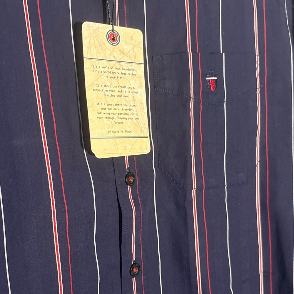 Louis Philippe Preppy Striped Cotton Long Sleeve Blue Mens Sz M (39cm) - Picture 6 of 8